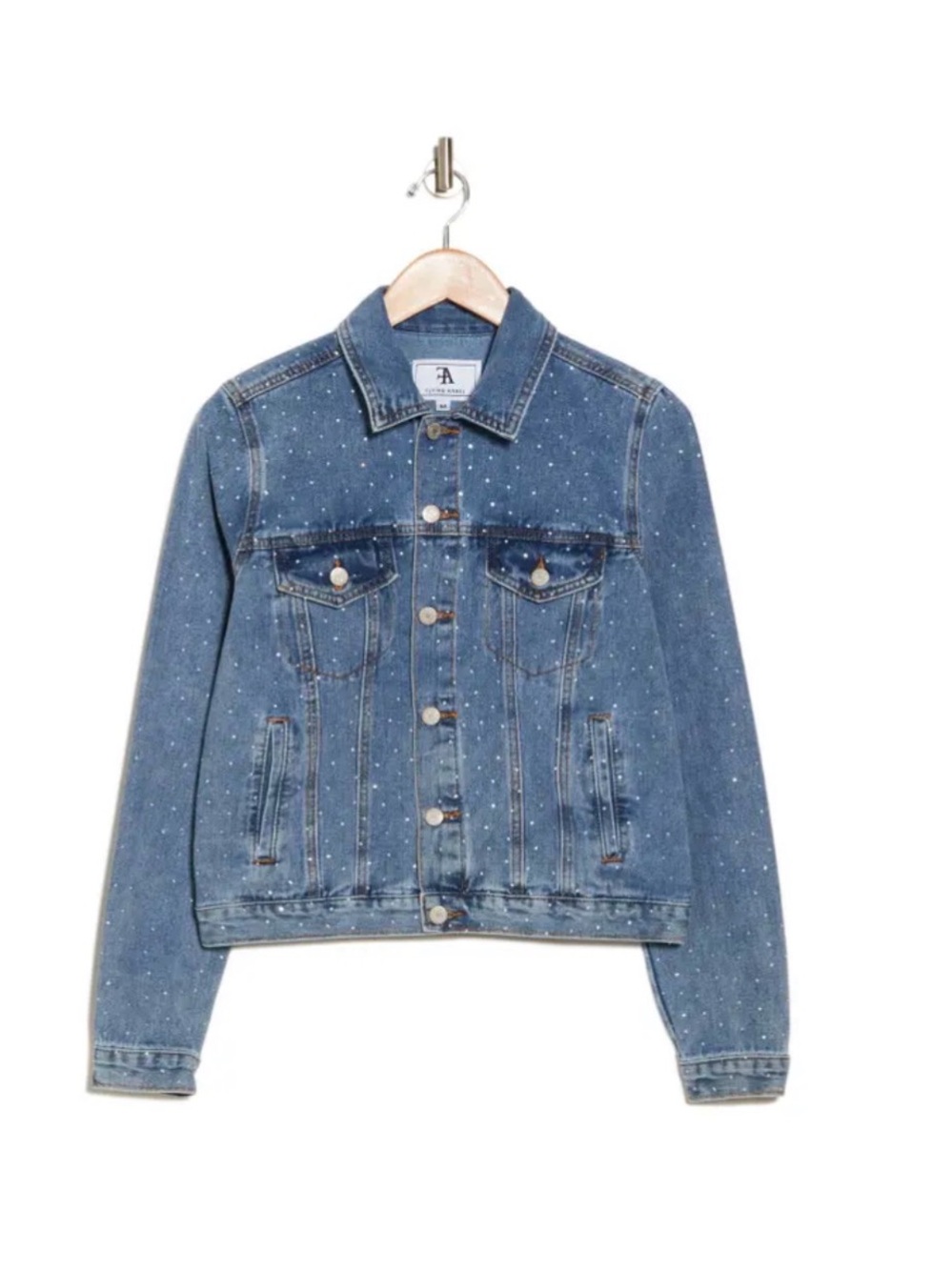 Flying Angel from Nordstrom Denim Jacket with Rhinestones bling XL